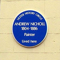 Plaque in Church Lane Belfast to Andrew Nicholl
