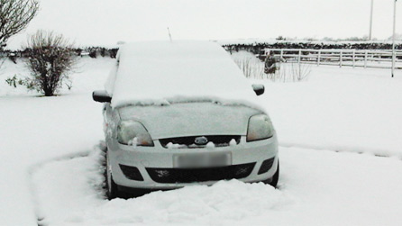 snow in Maenchlochog near the Preseli hills 