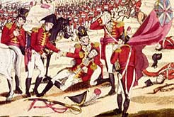 The Battle of New Orleans during the War of 1812. British General Edward Pakenham dies, along with 2,000 of his men, at the hands of General Andrew Jackson and the American army