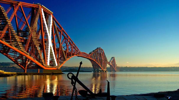 Intense blue sky over the Forth rail bridge