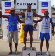 my brother in the middle in a triathlon competition