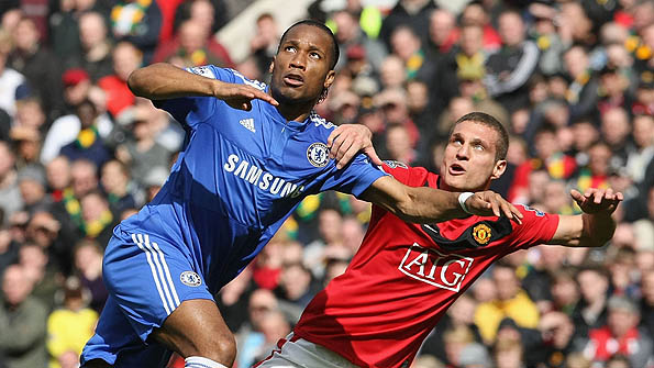 Didier Drogba playing against Manchester United in April 2010