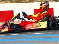 Jack Harvey on his kart.