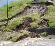 Landslip caused by flooding