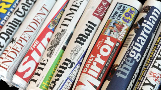 Newspaper front pages