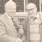 Fred Neale and Les Hughes, from No 36 Squadron are Reunited at Shoreham Airport. September late 1970's (image reproduced by kind permission of the Shoreham Herald)