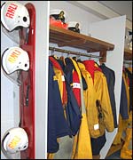 Changing room at Whitby lifeboat station