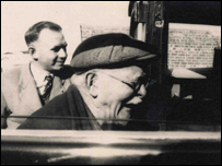 John Tom Kaighen listens to his own Manx recording