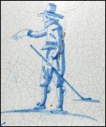 Details from a Dutch tile showing the game of kolf
