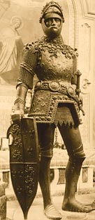 Bronze statue of Arthur, legendary king of the Britons