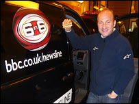 Stephen and BBC Newsline van