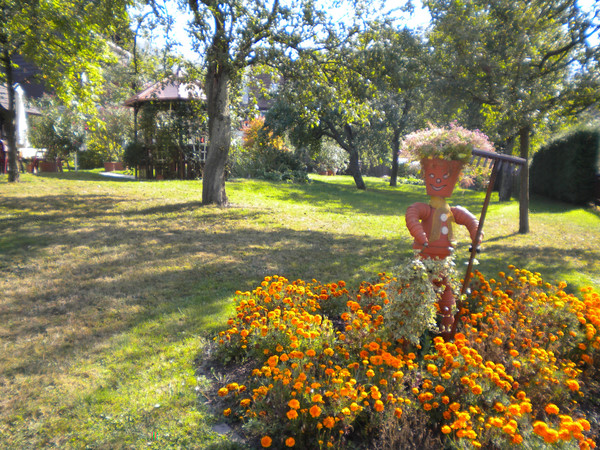 Hallo! Herzlich Willkommen!--the cute little guard in one of the villages along the valley.