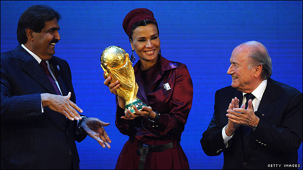 Qatar celebrate their winning bid for the 2022 World Cup