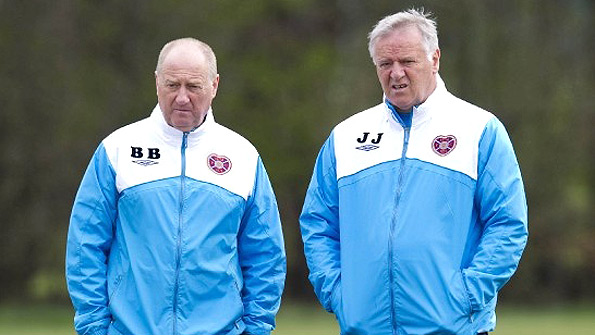 Billy Brown and Jim Jefferies have steered Hearts to third in the SPL table. Photo: SNS