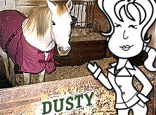 Alice in the stable with the pony