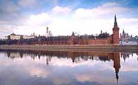 Photograph showing the Kremlin and the Moskva River