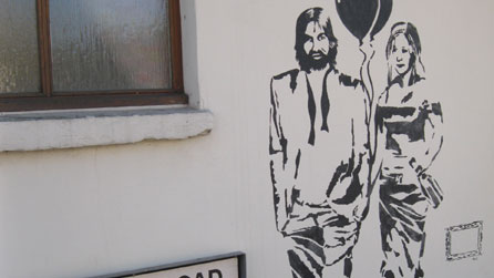 Jesus graffiti on the Beulah United Reformed Church, Rhiwbina in Cardiff