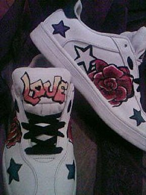 Graffiti customised trainers