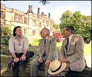 Jim Harrison, Mick Stanley and Maxwell Craven in front of Thornbridge Hall
