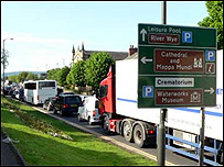 Traffic jam in Hereford