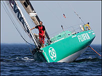 Alex Bennett crosses the finish line