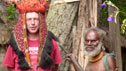 Andy Kershaw with tribal headgear