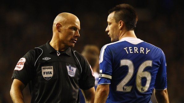 Referee Howard Webb and John Terry