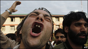 A pro-freedom protestor in Kashmir
