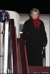 Hillary Clinton arriving in Beijing