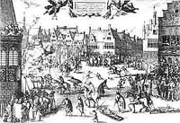 Engraving of the hanging, drawing and quartering of the captured Gunpowder Plot conspirators