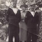 Len (left) and Titch with one of their South African benefactors in Durban, Natal, 1942.