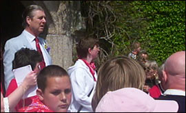 Peter Prideaux-Brune (top left) awaits the arrival of the Old 'Oss