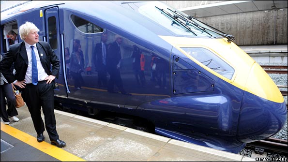 London Mayor Boris Johnson and the Javelin train