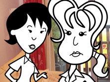 Helen and Alice in the sitting room