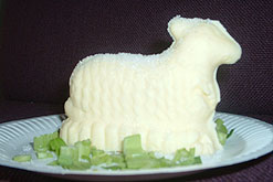 Image: Easter table decoration - moulded butter lamb sprinkled with sugar