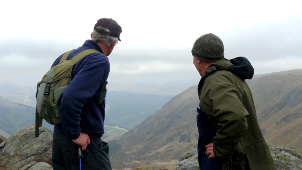 Walkers James Ivory and Mike Merchant look over the glen