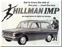 image showing 1960s advert for the new Hillman Imp.