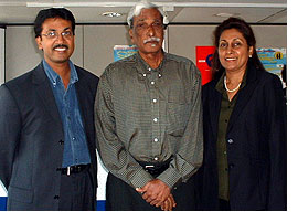 Image: Mr Chattor (centre) with his son Roger and daughter, Vashti 