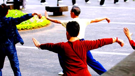 Men doing martial arts