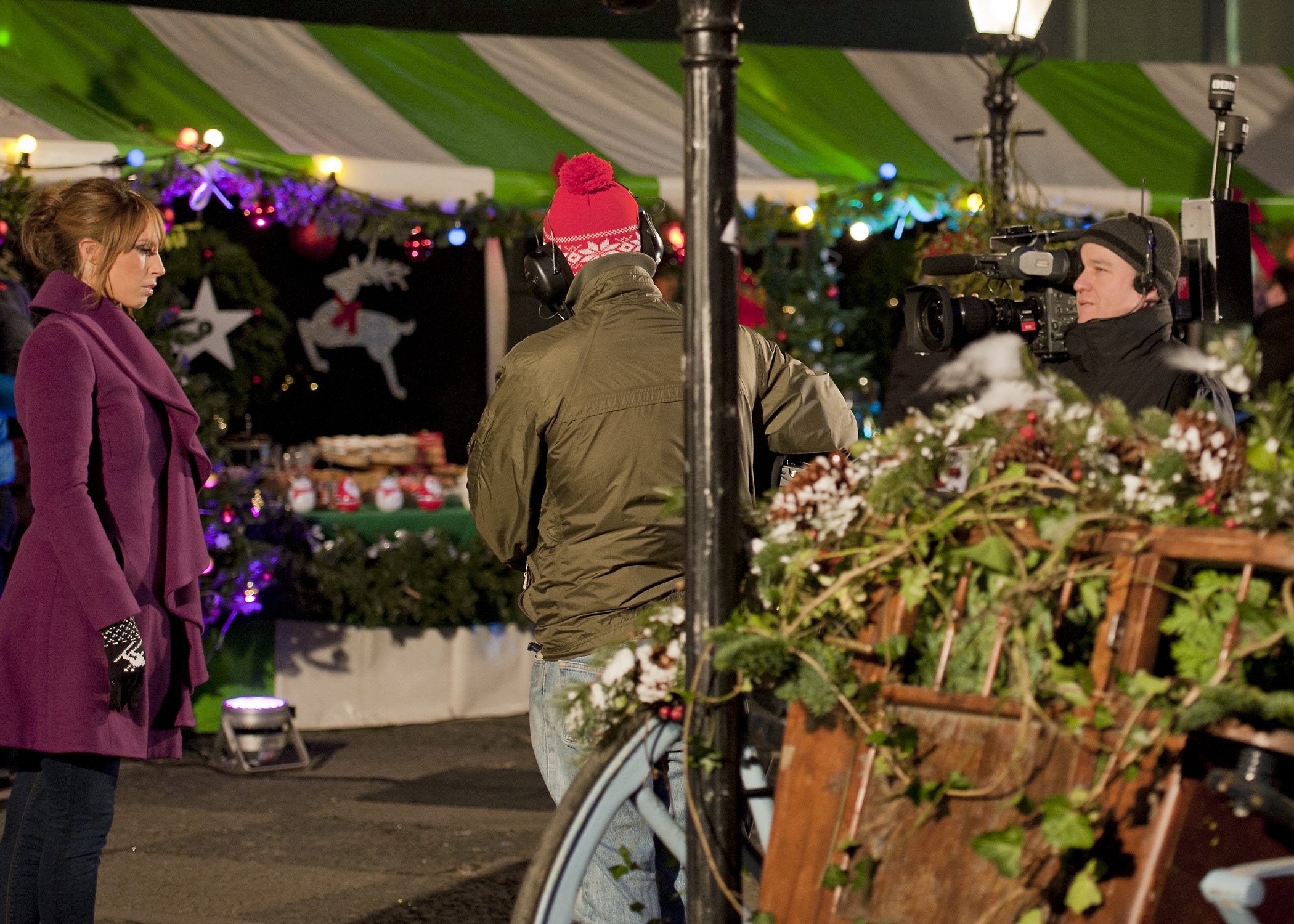SiS live cameraman using the halfRF rig in preparation for a live link at TVC on The One Show