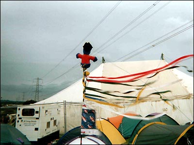 Percy the tent parade at Glasto 2002