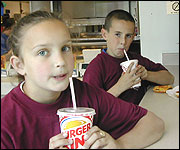 Carrie and Lindon enjoy breakfast