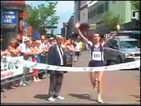 The winner of the Potters 'Arf Marathon