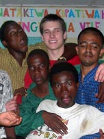 Ben Ferrar with local people at the Amani centre