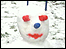 close up of snowman's head 