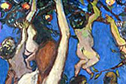 painting of mother and children with an apple tree