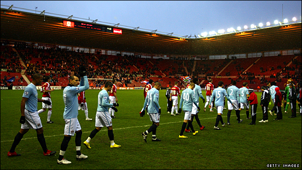 Middlesbrough versus Manchester City at the Riverside Stadium, January 2010