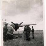 ‘Bombay’ comes to grief after a main wheel burnt at landing ground just beyond Marble Arch February 1943.