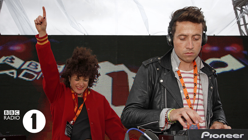 Annie Mac and Grimmy on the Outdoor Stage