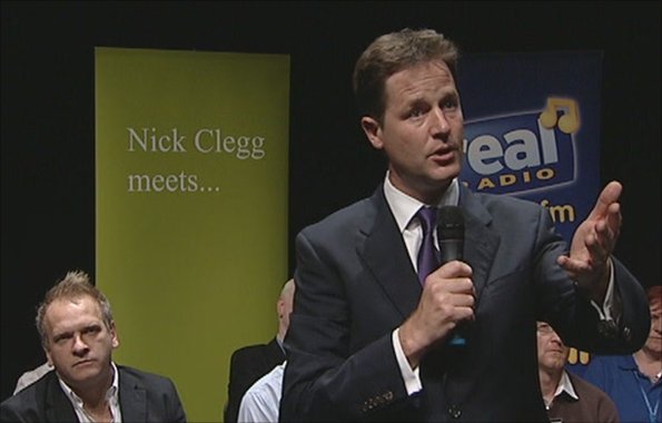Nick Clegg answers questions in Newcastle